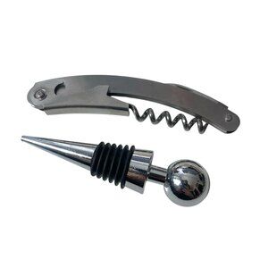 Two-Piece Wine and Beer Bottle Opener and Wine Stopper Accessories Set